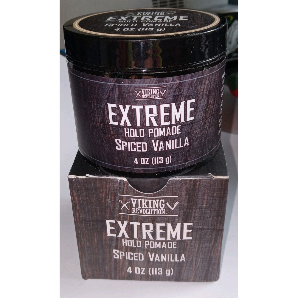 Extreme Hold Spiced Vanilla Hair Pomade for Men -Water Based, High Shine 4oz NIB